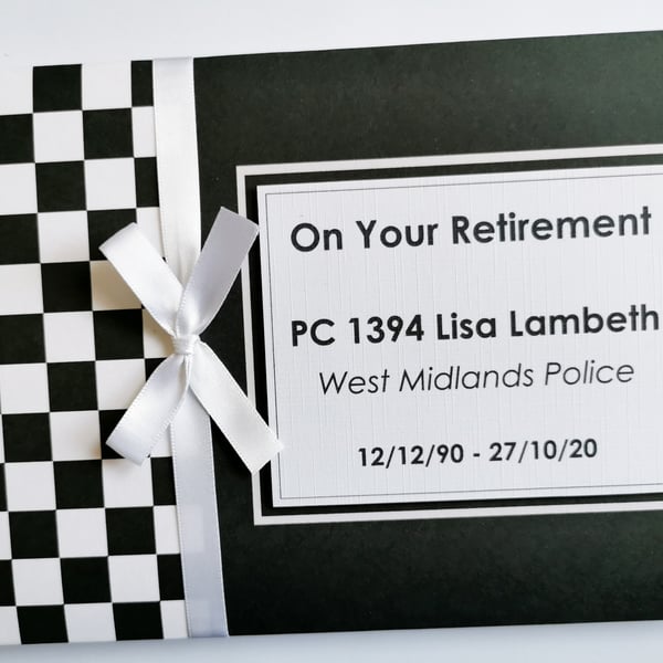 Police retirement guest book, black and white retirement guest book, gift