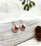 Robins wearing winter hats nostalgic festive fabric button dangle earrings - Image 8