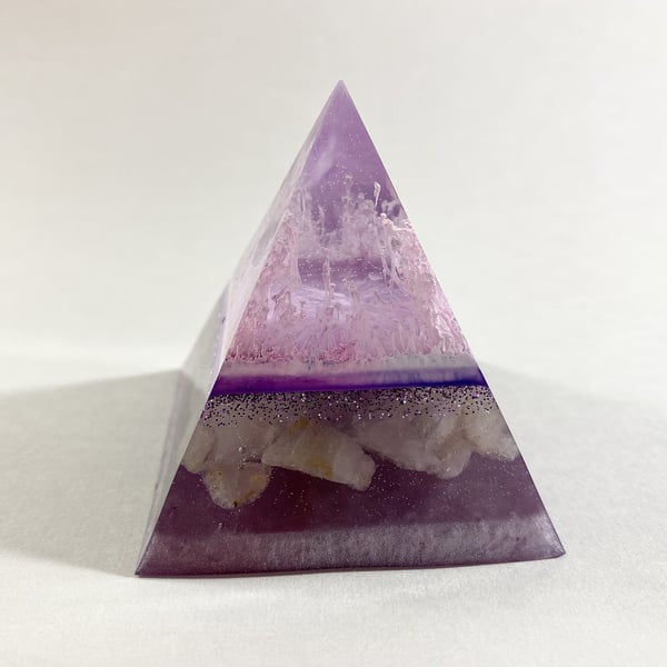 Resin & Rose Quartz Crystal Pyramid