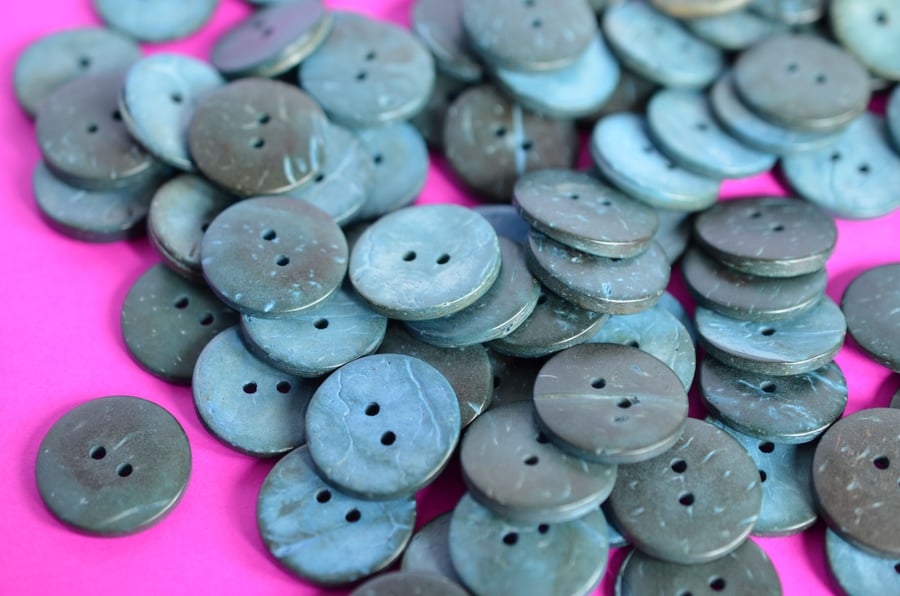 Turquoise Petrol Blue Coconut Shell Buttons 6pk 20mm