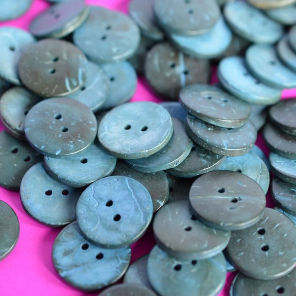 Turquoise Petrol Blue Coconut Shell Buttons 6pk 20mm