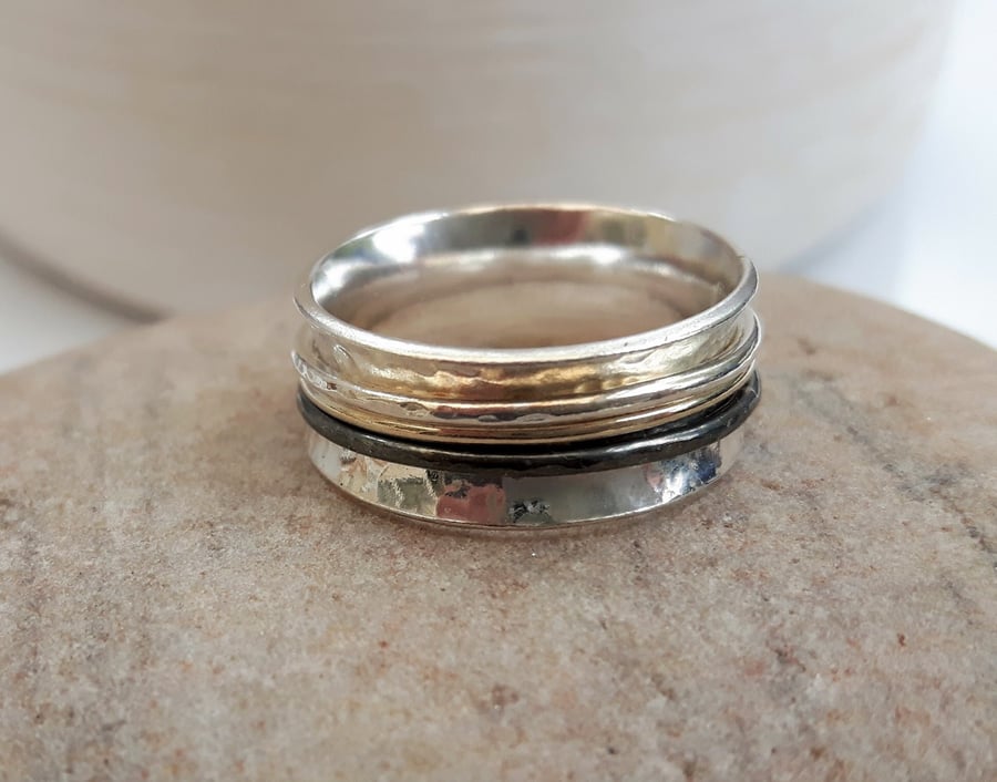 Silver and Gold Spinner Ring