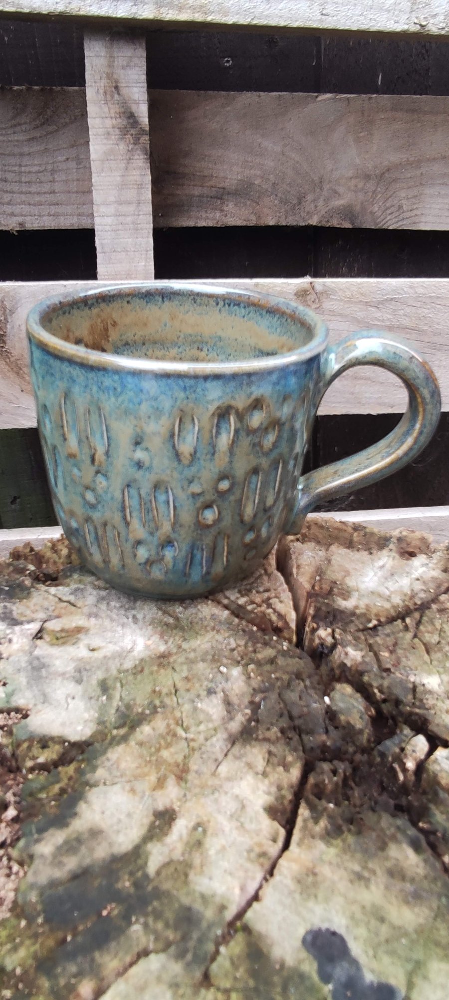 Greeny brown textured cup