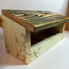 Wooden  Bird Feeder with Birds on a Branch Pyrography Design.