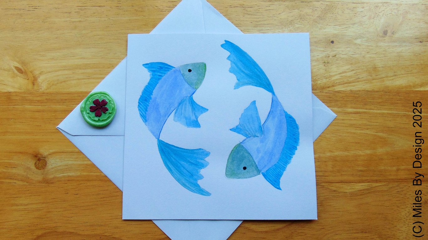 Pisces Horoscope Greetings Card With Wax Seal