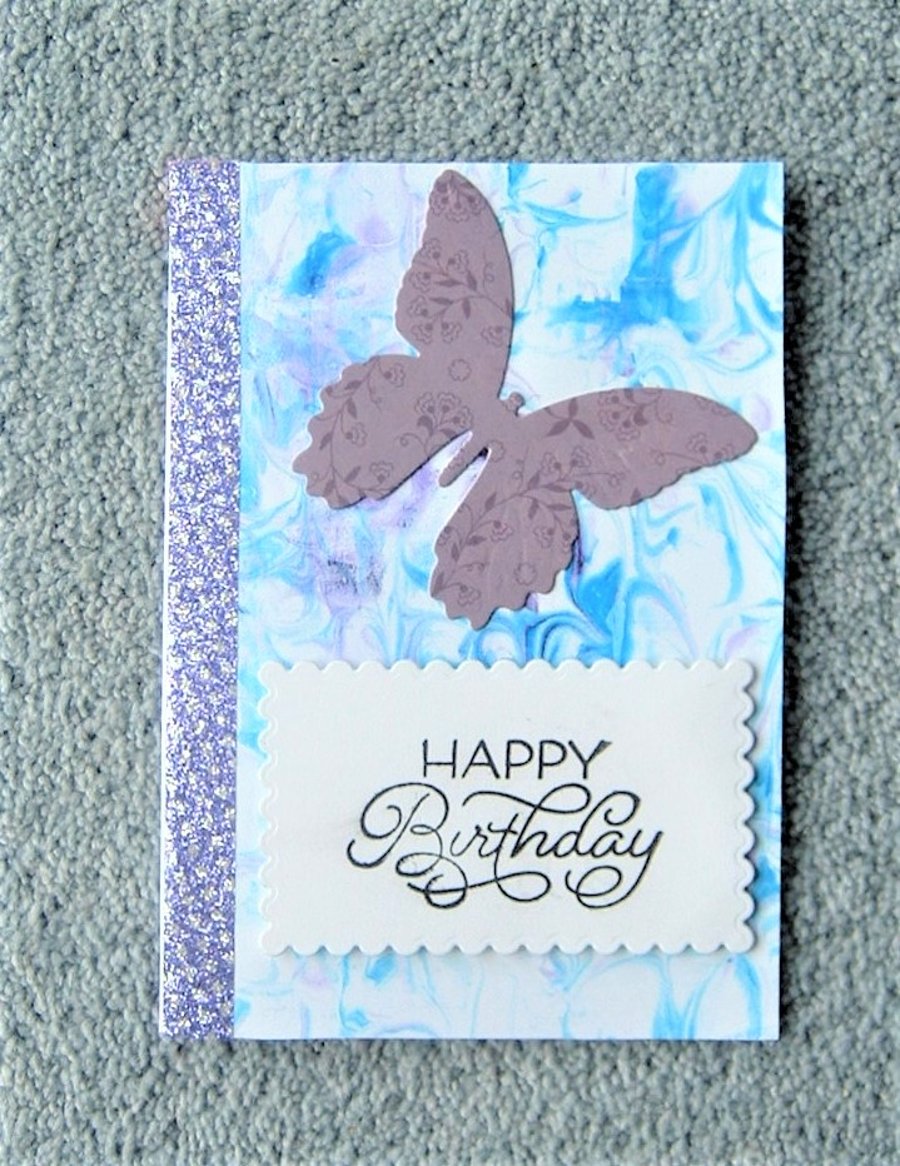 hand crafted butterfly birthday card ( ref F 465)