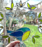 Stained Glass Blue Tit Spring Suncatcher - Handmade Window Decoration - Image 4