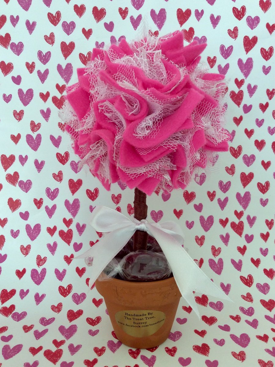 Mini Pink Lace ‘Treat Tree’ Stunning Valentines Day or Anniversary gift