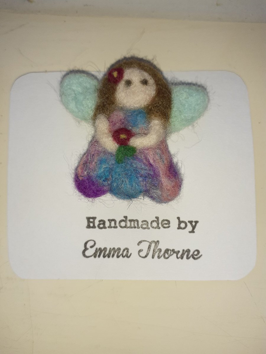 Needle Felted Guardian Angel Brooch