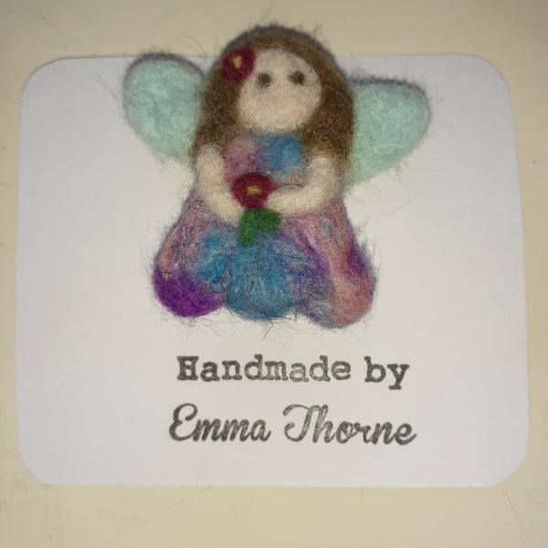 Needle Felted Guardian Angel Brooch