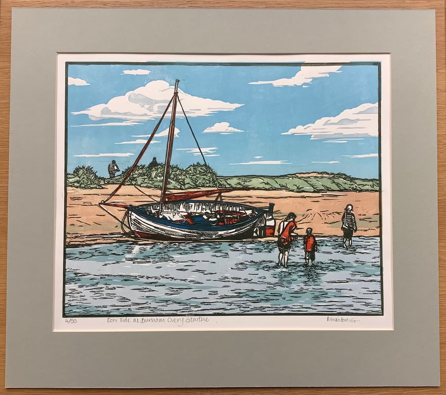 Low Tide at Burnham Overy Staithe- Limited Edition Lino Print
