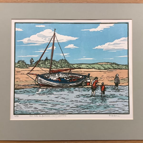 Low Tide at Burnham Overy Staithe- Limited Edition Lino Print