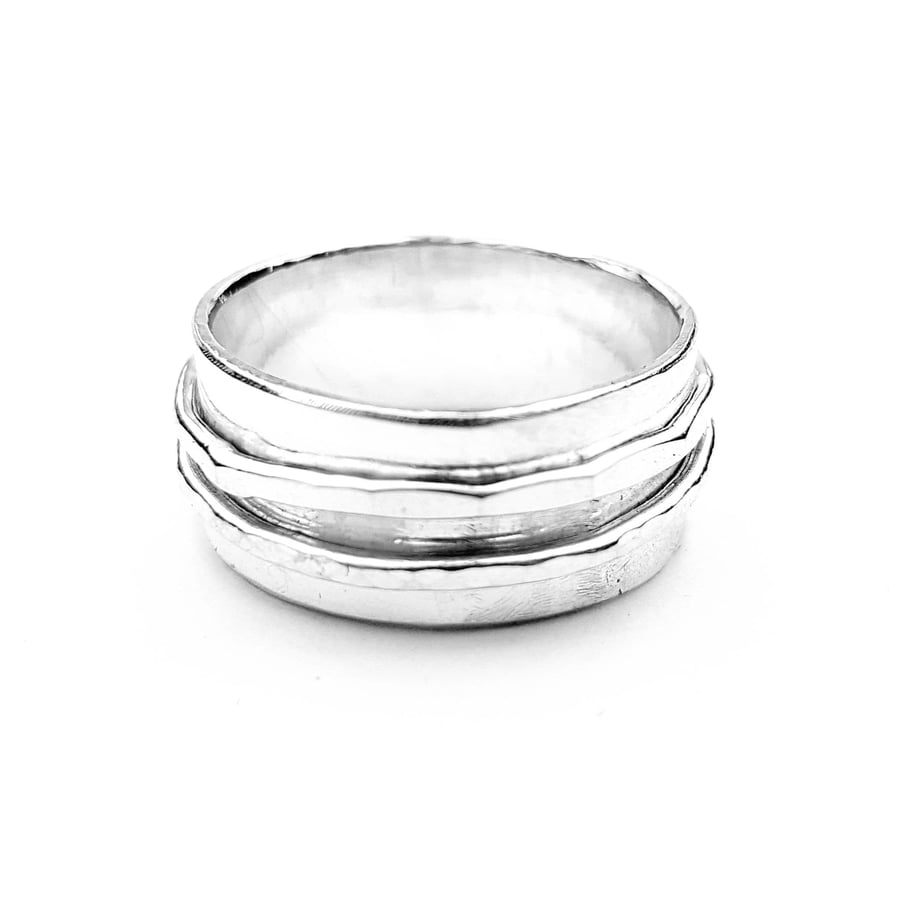 Silver spinner ring -  textured spinning rings