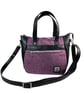 Harris tweed large Crossbody Handbag, pink purple herringbone, faux leather tote