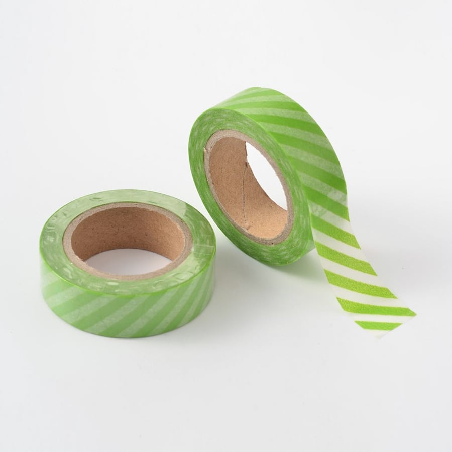 Green Stripe, Candy stripe, Decorative Washi Tape, Cards, Crafts, 10m