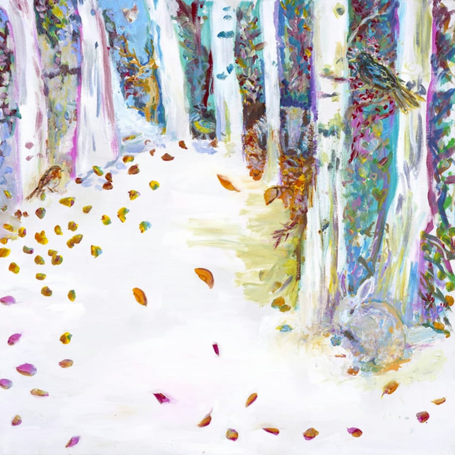 Fine Art Print of Winter Wishes Woodland Friends