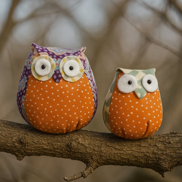 Decorative Fabric Owls - novelty - gift (x2)