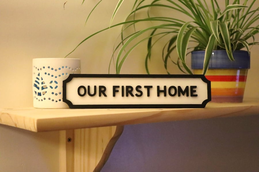 Our First Home Road Sign Style Freestanding Ornament