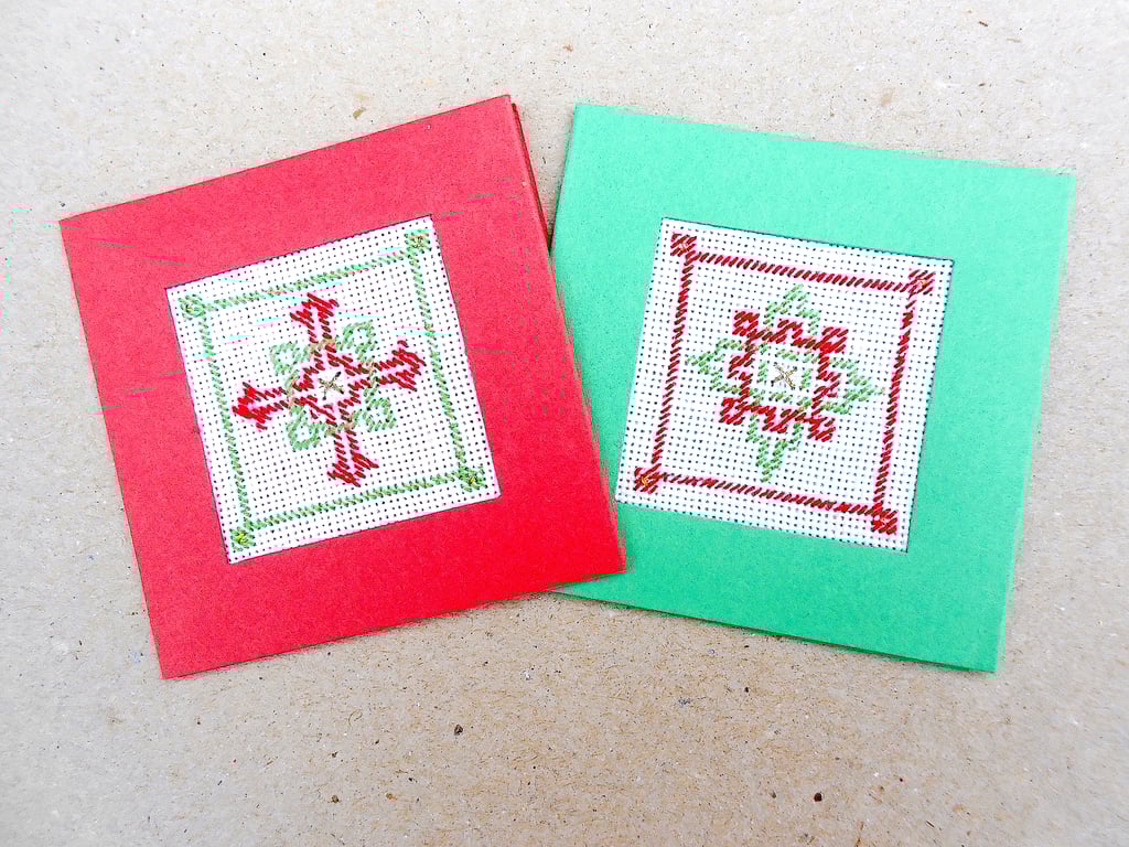 Sale.....2 Scandi Cross Stitch Tags