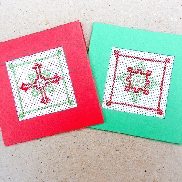 Sale.....2 Scandi Cross Stitch Tags