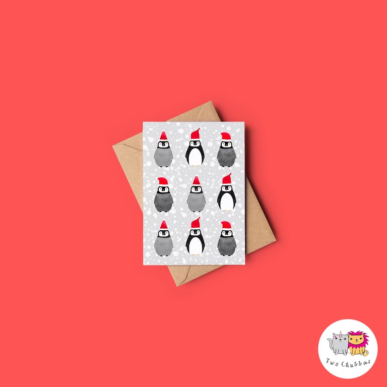 Penguin Christmas Card, A6 Christmas Card, Cute Animal Christmas Card