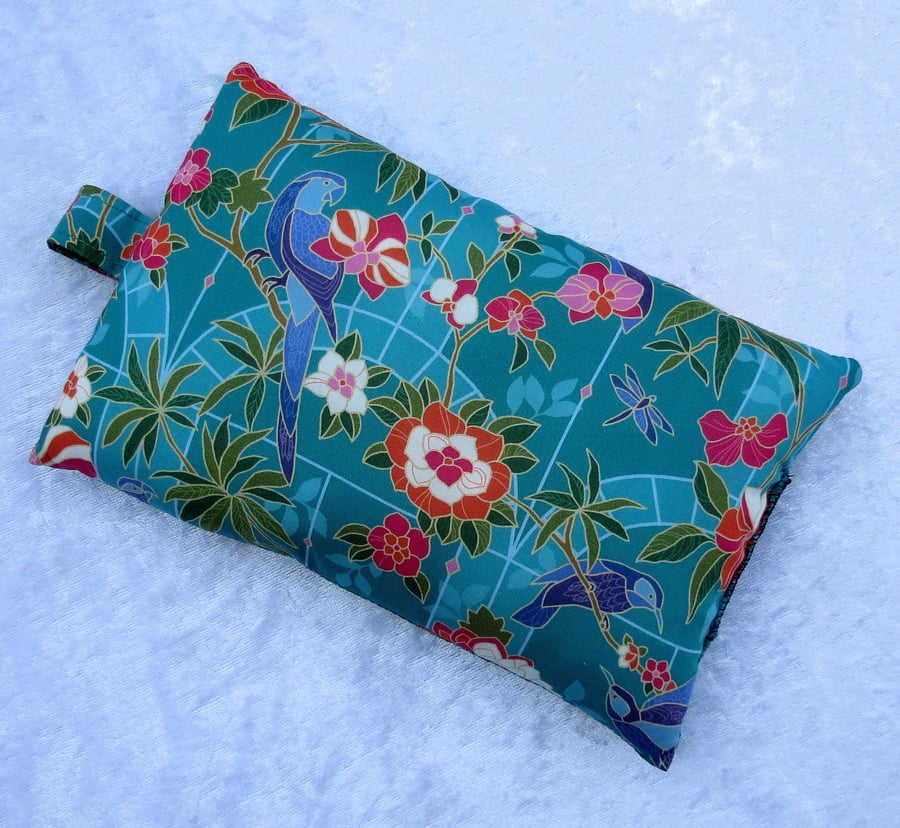 Mouse wrist rest, wrist support, made from Liberty Tana Lawn, parrots