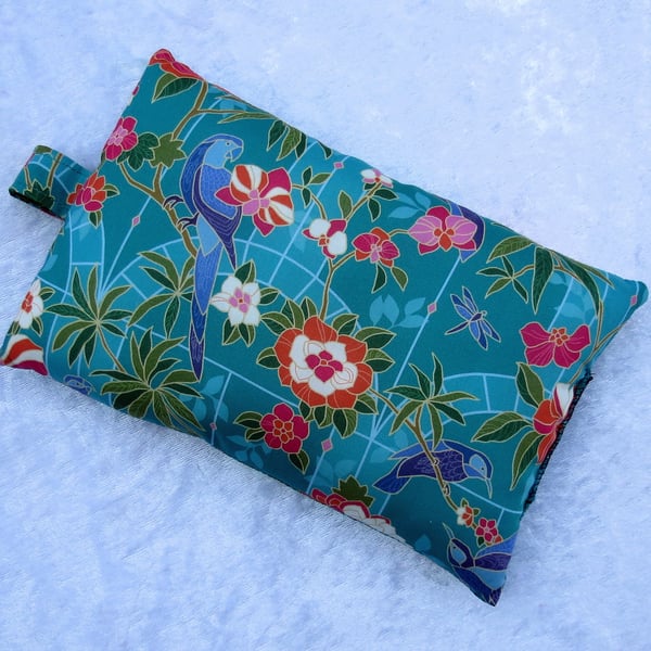 Mouse wrist rest, wrist support, made from Liberty Tana Lawn, parrots