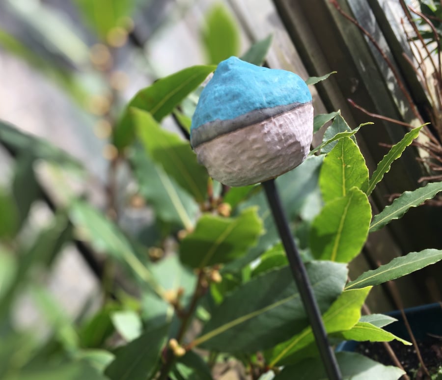 Ceramic garden stake, handmade garden art, indoor or outdoor garden stake