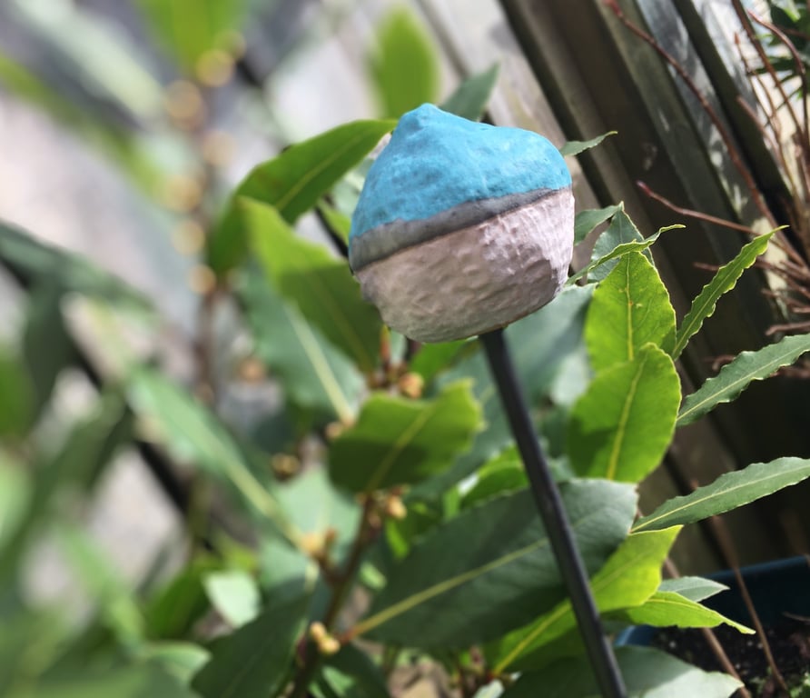 Ceramic garden stake, handmade garden art, indoor or outdoor garden stake