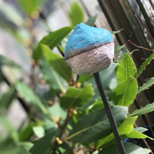 Ceramic garden stake, handmade garden art, indoor or outdoor garden stake