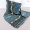 SALE was 11.00 now 8.50 Knitted Scarf Greeny Blue, Grey, White, Olive