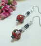 Red cloisonne drop Earrings - Image 2