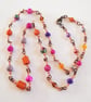 Colourful Glass & Miracle Bead Copper Chain Necklace - 27.5 Inch