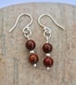 Sterling Silver Gemstone Drop Earrings with Poppy Jasper - Image 1