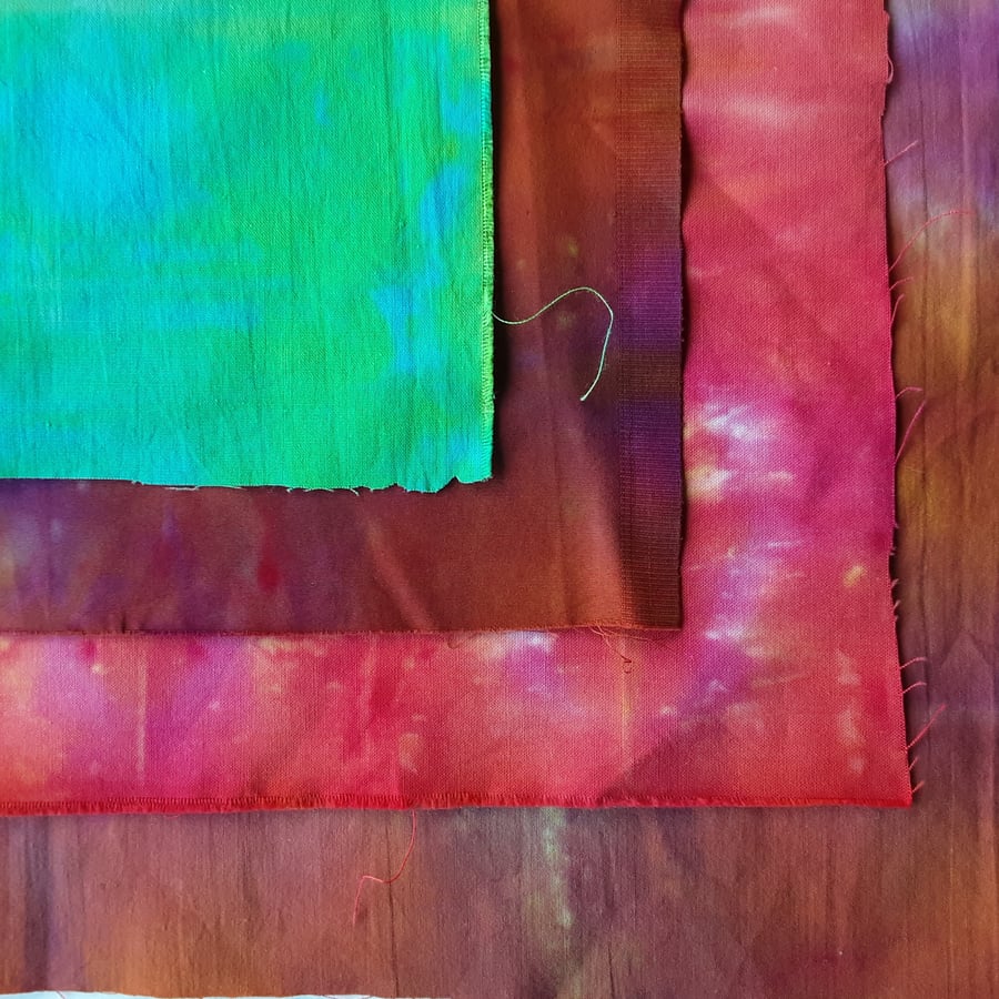 Slow Stitch Mindfulness Pack Hand Dyed cottons, Silk, Organza, Embroidery Thread