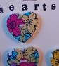 Set of Seven Heart Buttons – Bright and Bold Floral Design - Image 4