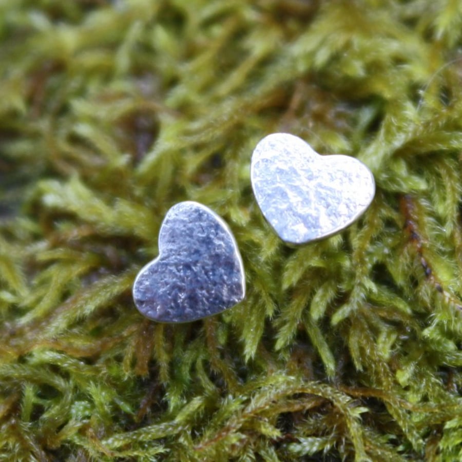Tiny Silver Heart Studs