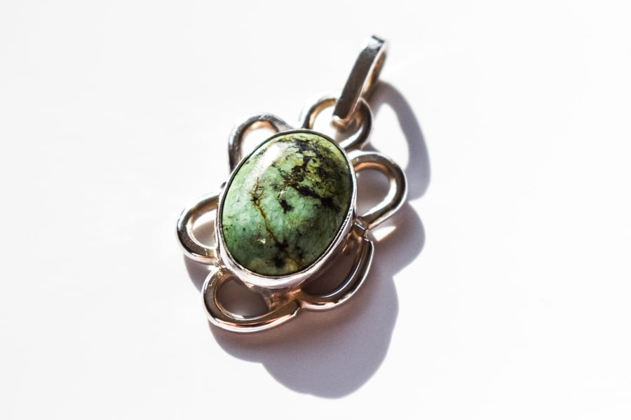 Natural Tibetan Turquoise Sterling Silver Pendant