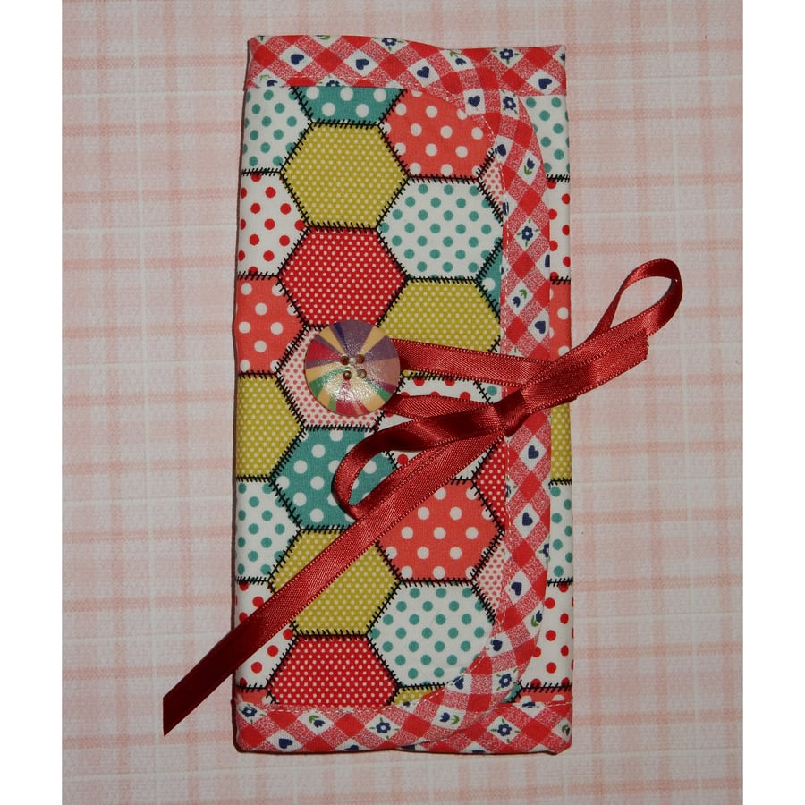 Crochet hook holder or roll hexagon patchwork