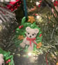 Red - White Bear Christmas Wreath, Polymer Clay decoration 