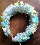 Pastel blue & Lemon Flower Hand Beaded Statement Wrist Corsage Bracelet - Image 5