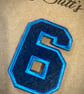 Embroidered Iron on Patch - Number 6 - Blue 52mm x 35 mm - Image 2