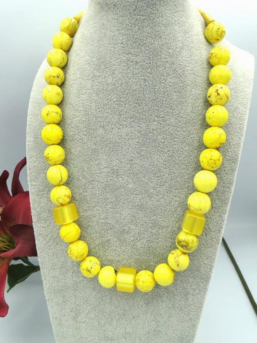 Summer Seconds  - Sunshine Yellow necklace.  Bright and fun. 