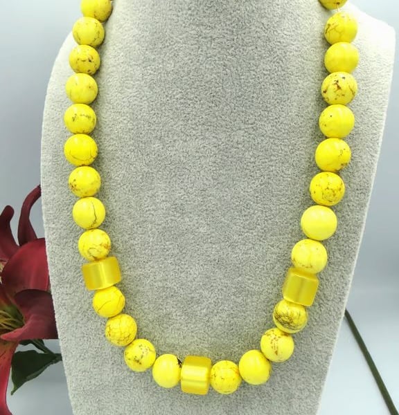 Summer Seconds  - Sunshine Yellow necklace.  Bright and fun. 