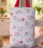 Long Project Bag in Toadstool  Fabric - Knitting Crochet Tote Bag 