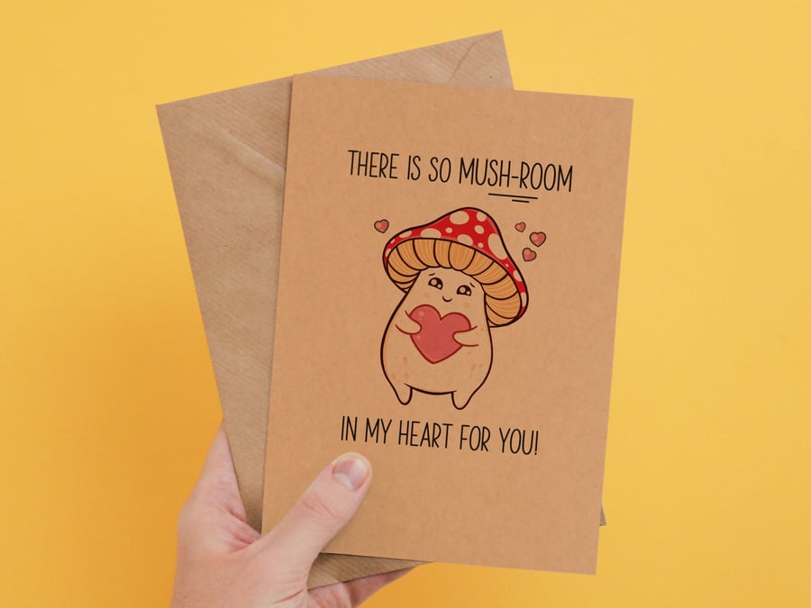 Funny Mother’s Day Card – Cute Kawaii Mushroom Pun, Handmade A5 Card for Mum