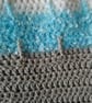 Ladies jumper in turquoise, grey and white crochet Size 10 - 12 - Image 4