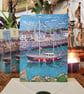 Fine Art Greeting Card, "Portpatrick"- Sailboat with a wee touch of glitter  - Image 2