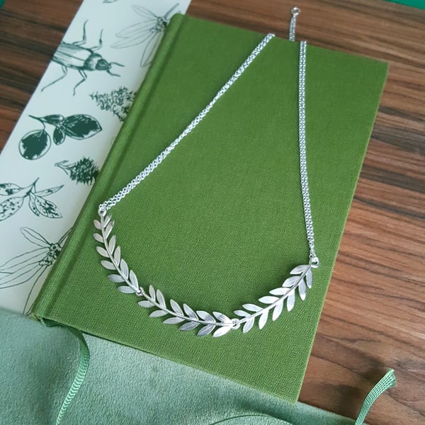 Olive Branch Collar Necklace - Silver Leaf Necklace