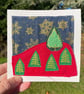 Textile trees, Christmas card, textile card , recycled card - Image 4